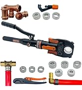 IBOSAD Hydraulic Copper Pipe Tube Fittings Crimping Tools with1/2,3/4,1" Dies for Copper Pipe and...
