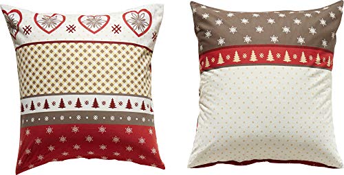 Erwin Müller Kissenbezug, Kissenhülle Flanell Herz, Norweger-Muster...