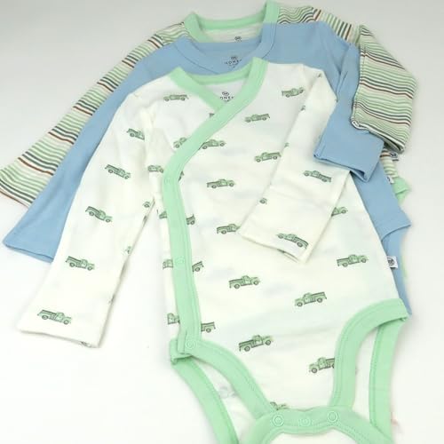 Image of HonestBaby Baby 3-Pack Organic Cotton Long Sleeve Side-snap Kimono Bodysuits