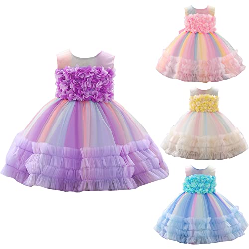 Tutu Dress for Girls Sequin Tulle Princess Prom Dresses for Kids Little Girl Fancy Sparkly Birthday Party Outfit (Purple, 3-4 Years)
