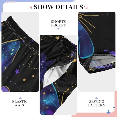 Butterfly and Moon Boys Long Pants Soft Trousers Elastic Waist Kids Lounge Bottoms with Pockets S-XL4