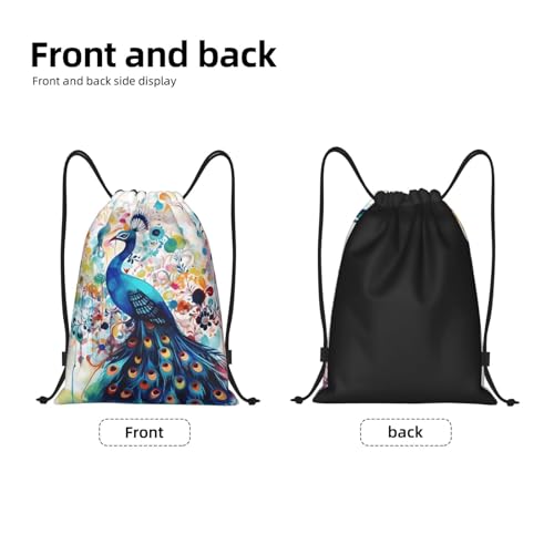 Drawstring Bag Lightweight Small Gym Bag for Women Color Peacock Soccer Backpack for Sports Travel4