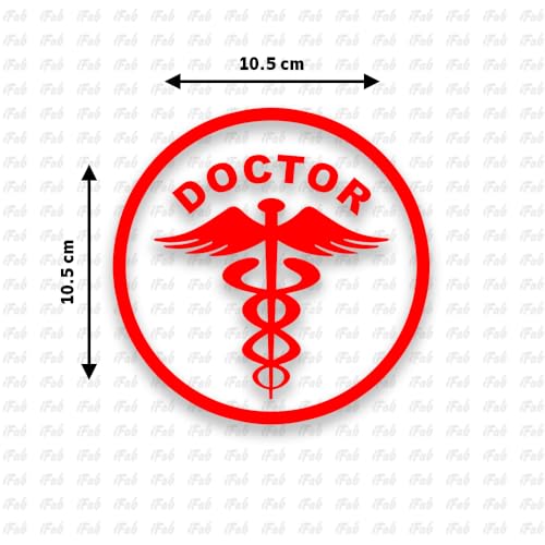 Image of Doctor Stickers for Car - Doctor Logo Reflector Decal Sticker for Cars, Waterproof Stickers, (Pack of 2) Size 10.5x10.5cm (Red)