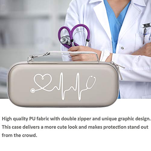 Image of BOVKE Stethoscope Case for 3M Littmann Classic III Monitoring /Lightweight II S.E /Cardiology IV Diagnostic /MDF Acoustica Stethoscopes, Mesh Pocket for Doctor & Nurse Accessories, Gray