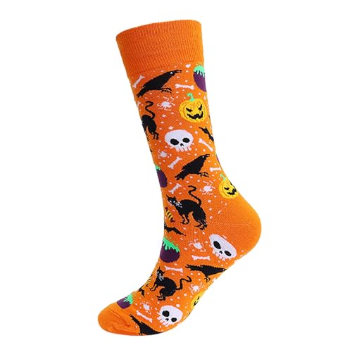 Generisch Calze da ragazzo Halloween Socks Fuzzy Socks Novelty Halloween Pumpkin Bat Socks Long Cotton Socks Caso Stocking Happy Halloween Gifts for Adult Men Women Cable Calzettoni, Colore: