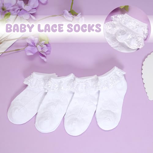 Baby-Girls Socks Eyelet Ruffle Frilly Lace Socks 4 Pair Dress Sock for Newborn Infant Toddler Little Girls3