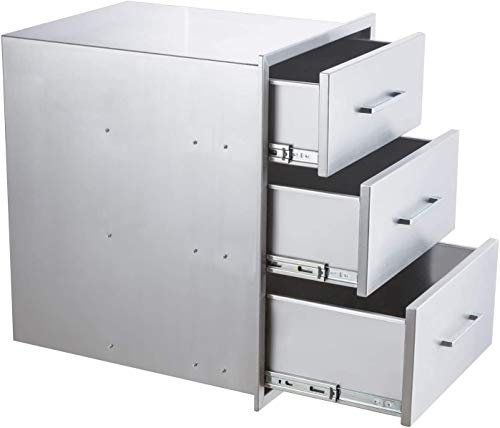Yuxiangbbq Outdoor Kitchen Drawers Stainless Steel 3-Drawer Bbq Drawer 14 Inch W X 20.5 Inch H X 23 Inch D Enclosed Built-In Drawer Flush Mount For Outdoor Kitchens & Bbq Islands thumb #4