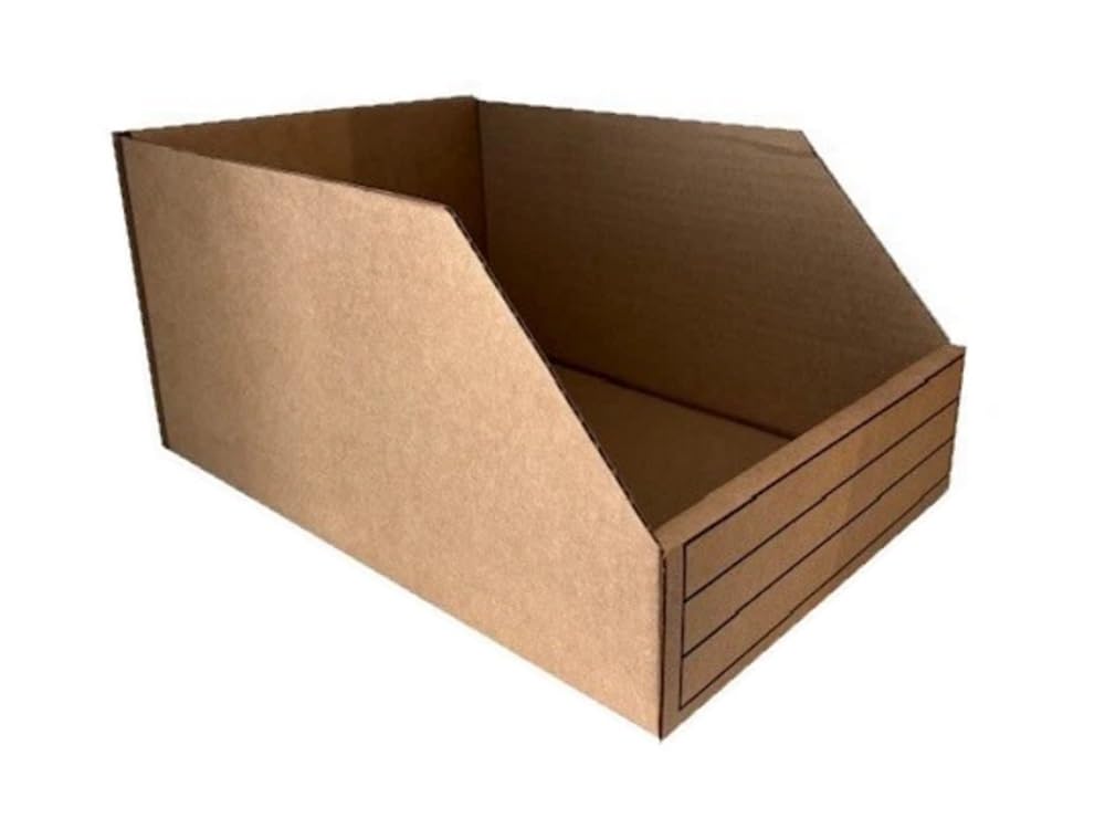 Corrugated Cardboard Storage Bins, Brown Kraft, Flat-Pack Assembly, Write-On Panels, Warehouse Shelf Organisation, Multiple Sizes - Recyclable, 25 Pack, Large