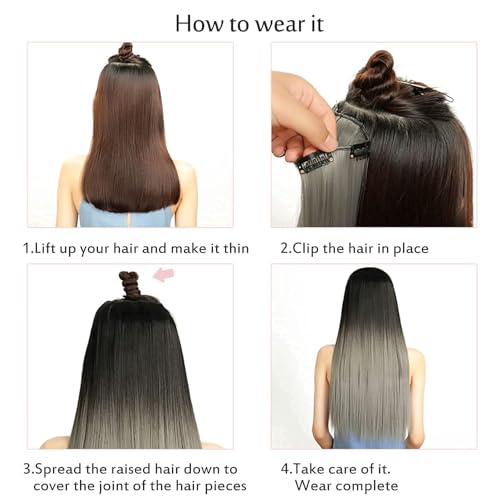 Image of Artifice 5 Clips 24 INCH Curly Wavy Hair Extensions for Women Natural Soft Clip on Extensions Synthetic Thick Hairs for Any Event for Girls Hair Extension Black with Blonde Mix