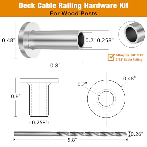 Fundas protectoras de acero T316 de alta resistencia para barandillas de cable de 1/8 y 3/16 2