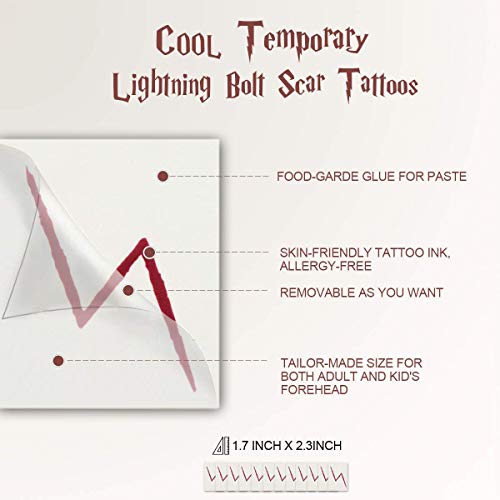 Novelty Scarf Wizard Glasses With Round Frame No Lenses 12 Pcs Lightning Bolt Tattoos For Kids Christmas Birthday Party Cosplay Costume Accessories #TOP3