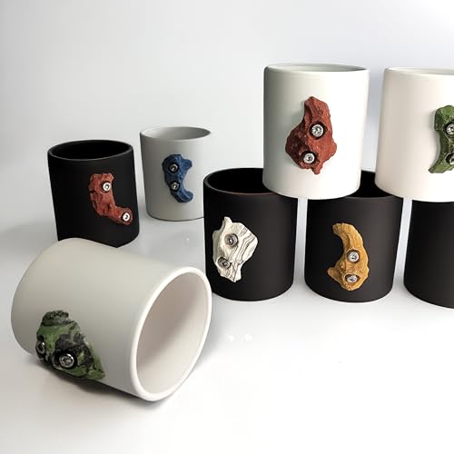 Kaffeetasse matt schwarz oder weiß mit Boulderstein Klettergriff aus dem Klettersport für den Kletter- und Outdoorfan (Weiß Grün)