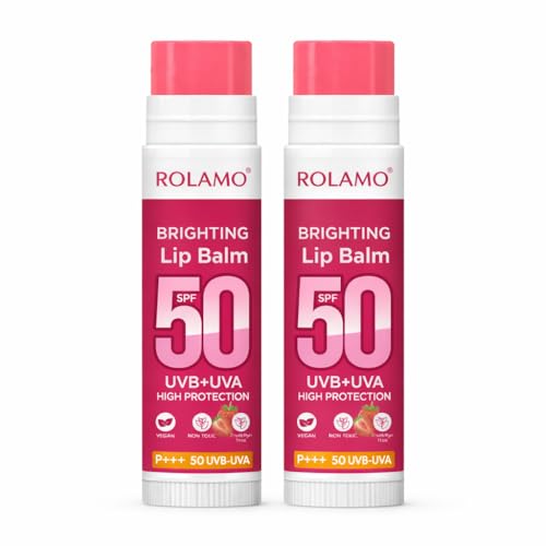 ROLAMO Tinted Lip Balm with SPF 50 PA+++ | Brightening Lip Balm for Dark Lips | Kojic Acid & Niacinamide And Ceramide | For Women | 5g + 5g