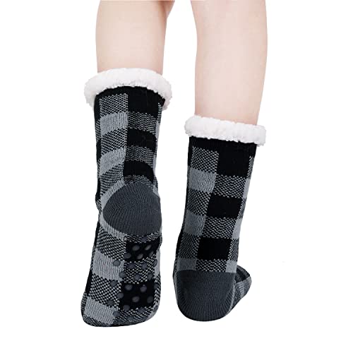 Image of Chassic Sherpa Lined Slipper Socks for Women, Non-Slip Cozy Winter House Socks, Soft Fuzzy Socks, Christmas Gifts for Women & Ladies Stocking Stuffers