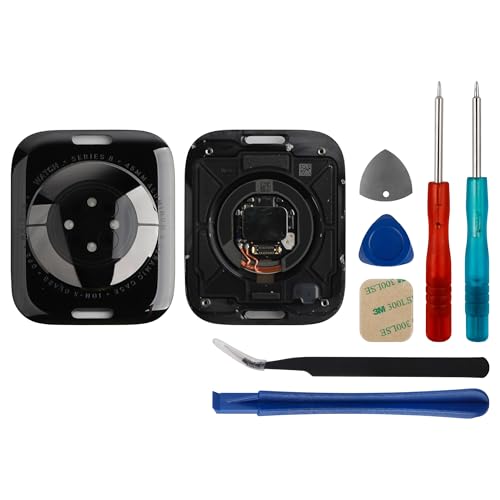 SWARK New Back Cover Glass Heart Rate Part Connector +NFC Compatible with A-pple Watch Series 8 45mm (Only for GPS) with Upgraded Repair Tools Kit