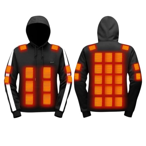Heated Sweatshirt for Men 29 Heating Zones 3 Levels Winter Pullover Black - image 4