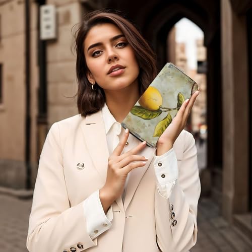 Lemon Fruit Print Womens Wallet, Ladies Credit Card Holder, Phone Wallet Purses, Long Clutch Hand Bag 7