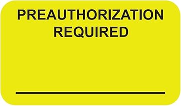 Preauthorization Required Chart Label, Fluorescent Chartreuse/Black, 1-1/2” x 7/8”, 250 Stickers/Box, Permanent Adhesive for Medical Insurance Approvals, Doctor Stuff