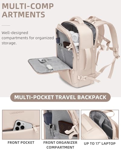 Image of LARVENDER Carry on Luggage 22x14x9 Airline Approved Hardshell Suitcase with Wheels TSA Lock, PC+ABS Lightweight Suitcase Set for Women with Travel Backpack, Glossy Champagne