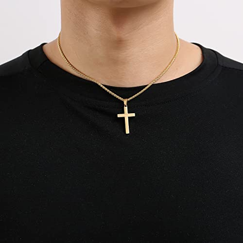 RS Cross Necklace for Men Boys Women 16-24 Inches Stainless Steel Cross Pendant Chain Religious Gift2
