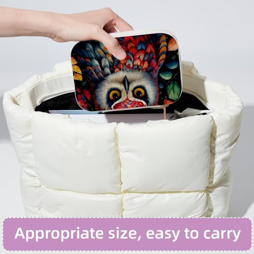 Boîte à bijoux chouette portable avec structure double couche zippée - 5