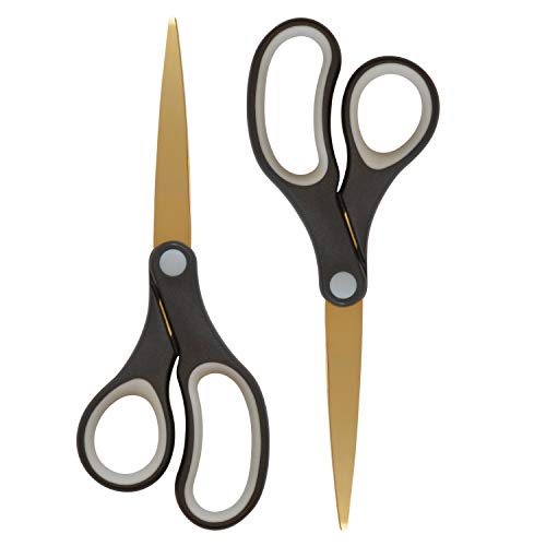 Westcott 55847 8-Inch Titanium Scissors For Office and Home, Black/Gold, 2 Pack Westcott 55847 8-Inch Titanium Scissors For Office and Home, Black/Gold, 2 Pack