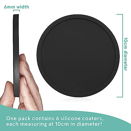 6 Pack Silicone Coasters by Smith’s®, Black / V2 - 6 Pack, 10 cm diameter - Image 3