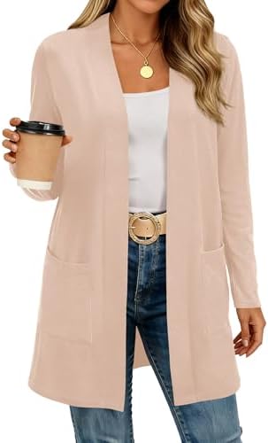 BTFBM Long Cardigans for Women Trendy Pockets Spring Clothes 2026 Casual Open Front Lightweight Shawl Cardigan