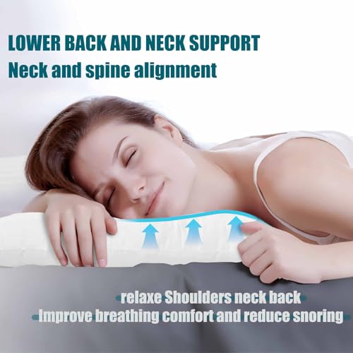 Ultra Flat Thin Pillows for Sleeping Queen Size Set of 2 Pack, 2-1/2" High Slim Bed Pillow for Back Stomach Sleepers Down Alternative Filling Hypoallergenic White 18x30 in by iFaon - Image 3