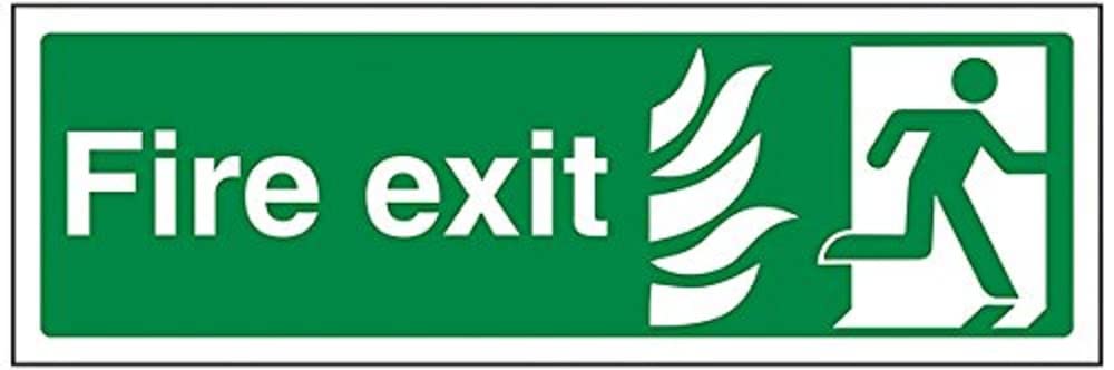 V Safety NHS Final Fire Exit Man Right Sign - 300mm x 100mm - 1mm Rigid Plastic