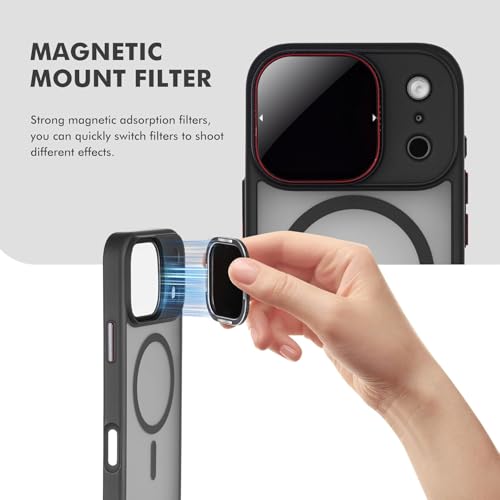 Image of for iPhone 17 Pro Case with Detachable Magnetic UV Protection Filter, Compatible with MagSafe, Magnetic Shockproof Phone Case for Outdoor Shooting, Travel, and Daily Commuting