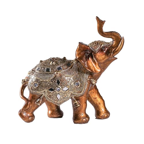 Figura Decorativa Elefante de Resina Color Bronce 8.66x9.06x4.33 in