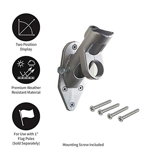 Evergreen Flag Bracket Two-Position 45 And 90 Deg | Aluminum | Silver | Hardware Incl | Outdoor Home And Garden Décor | Residential Or Commercial | Wood Metal Plastic Pole - Not Included #TOP7