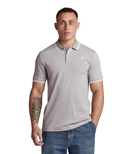 G-STAR Dunda Slim Stripe Polo, Polo Uomo, Grigio (grey alloy D17127-5864-G276), S