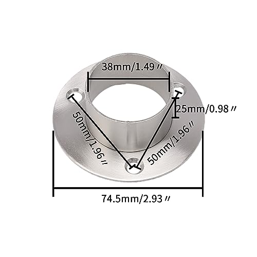 Unxuey Stainless Steel Closet Rod Flange Holder, Supports Flange Rod Holder for Diameter 1.5 inch (38mm) Steel Pipe, Pack of 2 - Image 2