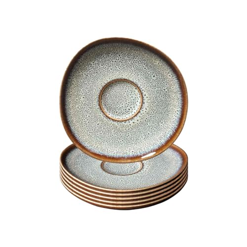 Villeroy & Boch like. by Lave Beige Kaffeeuntertassen 6er Set, 15 cm, Untertassen mit einzigartiger Glasur, Steingut, Beige