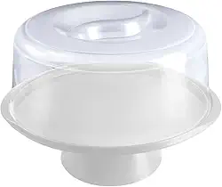 Boleira com Tampa e Trava Porta Bolo Multiuso 33cm Com Pé (Branco)