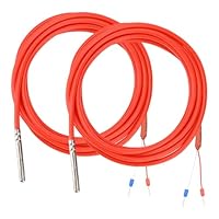 Aideepen PT1000 Temperatursensor, 2 Stuck 3 Meter Silikon-Leitung Kabel Digitaler Wasserdicht Temperaturfühler mit Edelstahlsonde, Temperaturmessbereich -50℃~180℃