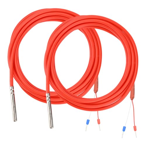 Sensor de Temperatura Aideepen PT1000, 2 pieza Cable de Silicona 3 metros con Sonda de Acero Inoxidable Impermeable  50℃ a +180℃