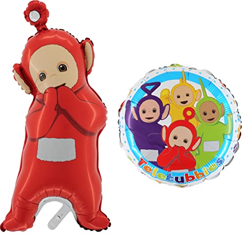 Toyland® 2 Pack Teletubbies Balloons - Round Characters Balloon & Po Red Shaped Balloon - Children's Party Decorations