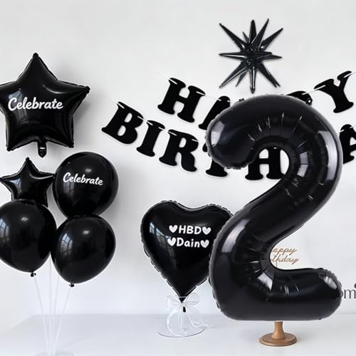 Image of TONIFUL 5th Birthday Balloons Kit 40 Inch Black Large Number 5 Foil Balloon