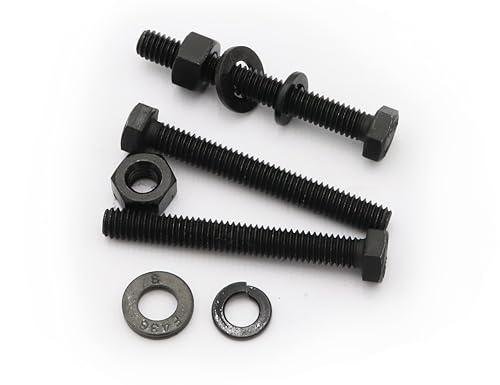 Image of LBY 8 Sets Hex Bolts Kit, 5 /16-18x2-1 /2'' Hex Head Screws Bolts (Fully Threaded), with Heavy-Duty Nuts, Flat & Lock Washers, Alloy Steel (Black)