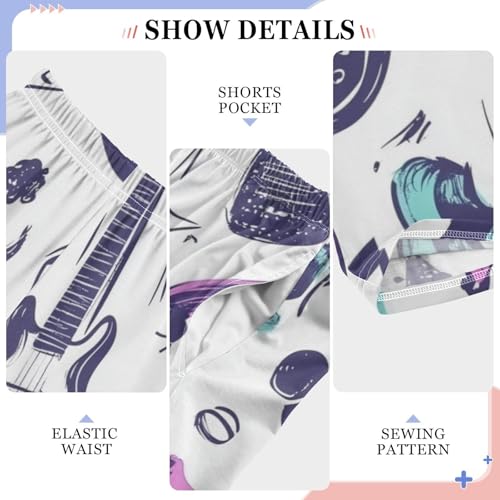 Guitar Rock Music Notes Boys Long Pants Soft Trousers Elastic Waist Kids Lounge Bottoms with Pockets S-XL4