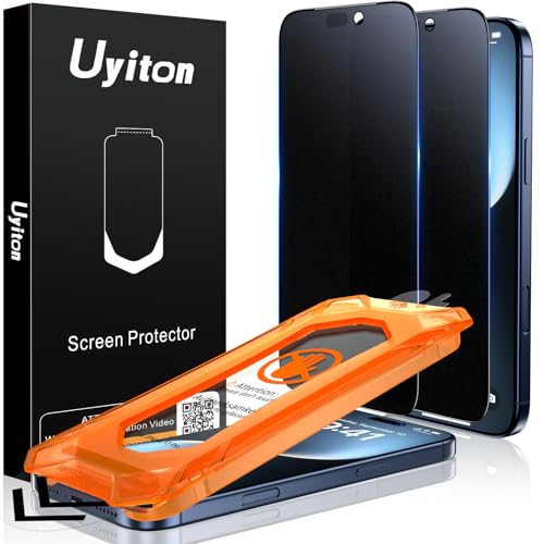 Uyiton for iPhone 17 Pro Matte Privacy Screen Protector - Anti-Fingerprint [Easy to Install] Anti-Spy Shatterproof Full Coverage 9H Tempered Glass Screen Cover 2 Pack
