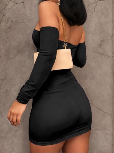 Image of Black Two Piece Sets for Women Going Out Summer Off Shoulders Tube Tops Set Sexy Club Night Casual Y2K Mini Skirt Outfits D293 Black M
