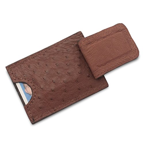 Genuine Ostrich Leather Magnetic Money Clip Wallet Handmade3