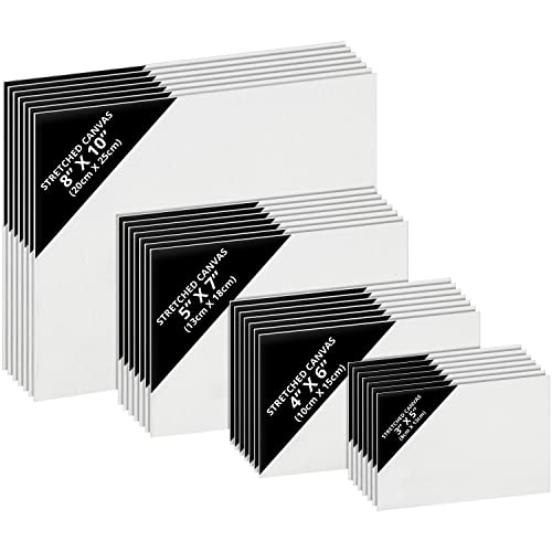 Belle Vous Lienzos para Pintar en Blanco (Pack de 28) 4 Tamaños Variados — Set de Paneles de Lienzo Preestirados para Pintura Acrílica y al Óleo — Use este Set de Lienzos para Bocetos y Dibujos