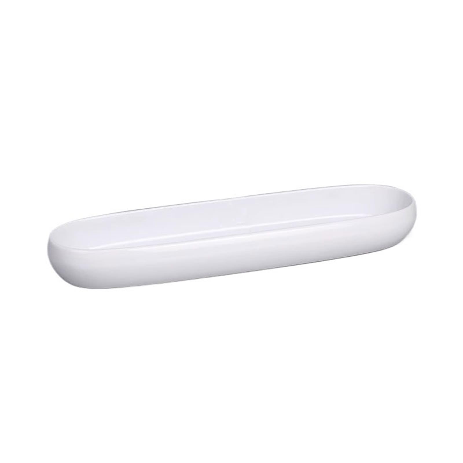 Plant Saucers Long Oval Flower Saucer Ceramic Plant Drip Tray(White)