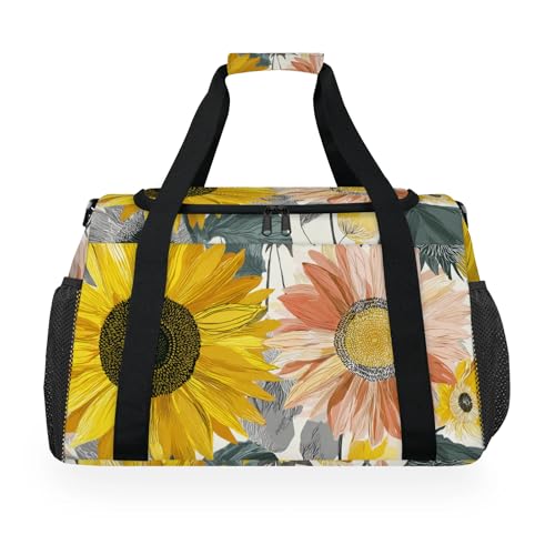 Sunflower Graffiti Travel Duffel Bag Weekender Overnight Bags for Women Men Foldable Waterproof Tote Bag with Trolley Sleeve