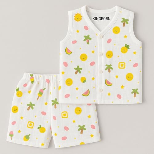 Image of Muslin Jabla & Shorts|For Boys & Girls|Summerwear Sleeveless Vest|Baby Products|Casual Clothing Set